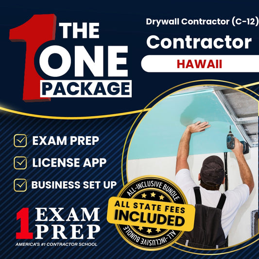 The 1 Package: All-Inclusive Hawaii Drywall Contractor (C-12) Exam, Licensing & Business Setup Solution