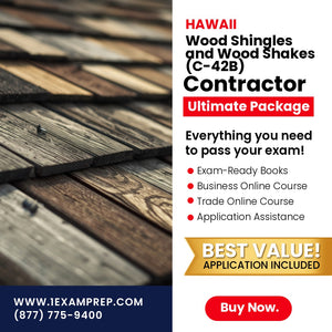Hawaii Wood Shingles and Wood Shakes Contractor (C-42B) Ultimate Exam Prep Rental Package