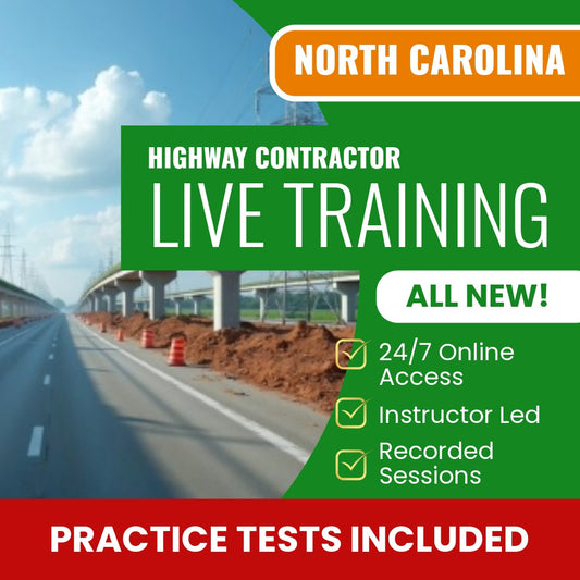 North Carolina Highway Contractor Exam Prep - Live Virtual + Self Study Training