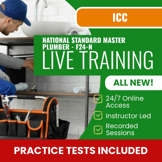 ICC National Standard Master Plumber F24-N Exam Prep - Live Virtual + Self Study Training