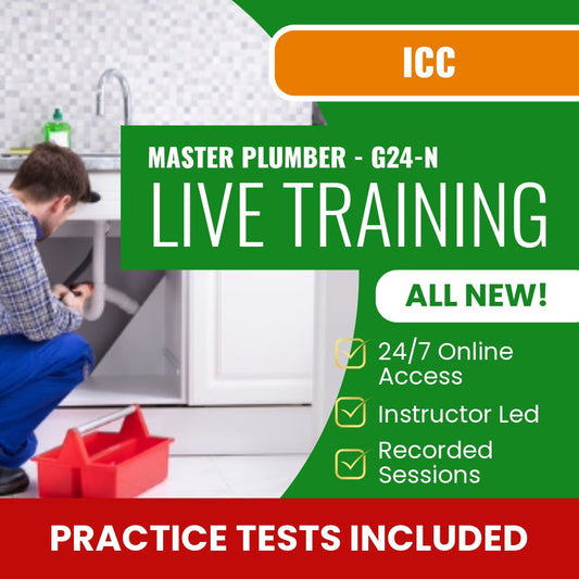 ICC Master Plumber G24-N Exam Prep - Live Virtual + Self Study Training