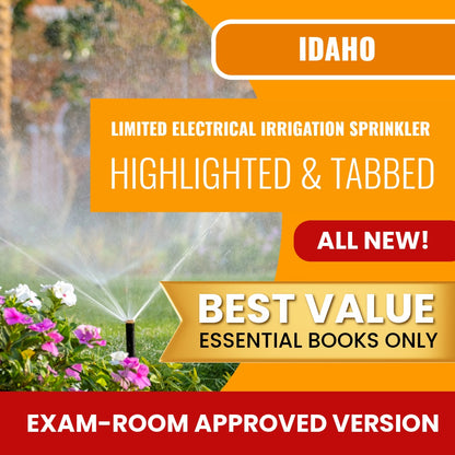 Idaho Limited Electrical Irrigation Sprinkler Installer Contractor Highlighted & Tabbed Books Allowed into Exam Package