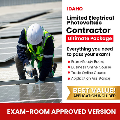 
Idaho Limited Electrical Photovoltaic Installer Contractor Ultimate Books Exam Room Approved + Course + Application Package
