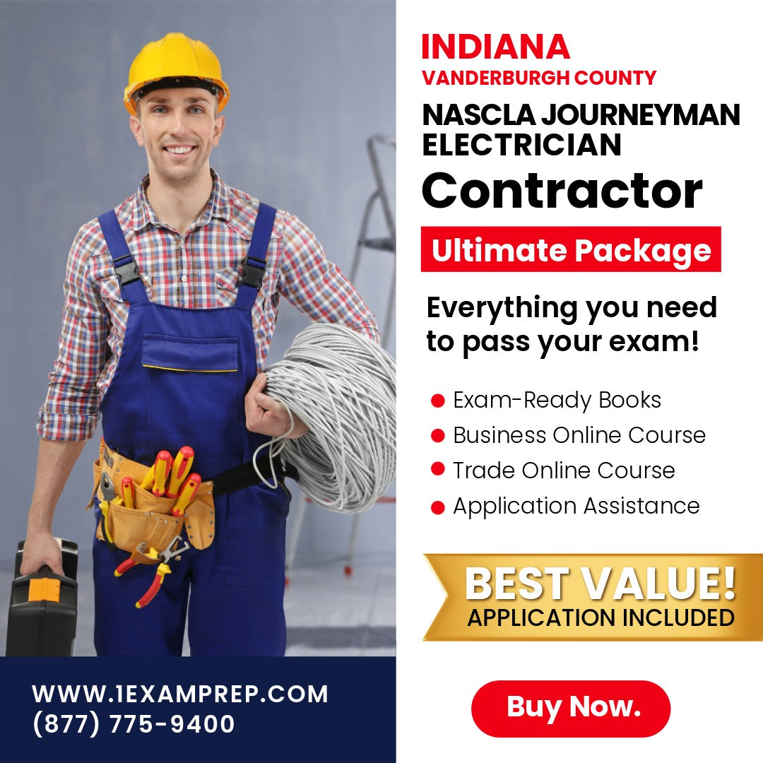 Vanderburgh County Indiana NASCLA Journeyman Electrician Ultimate Exam Prep Rental Package