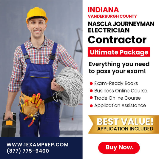 Vanderburgh County Indiana NASCLA Journeyman Electrician Ultimate Exam Prep Rental Package