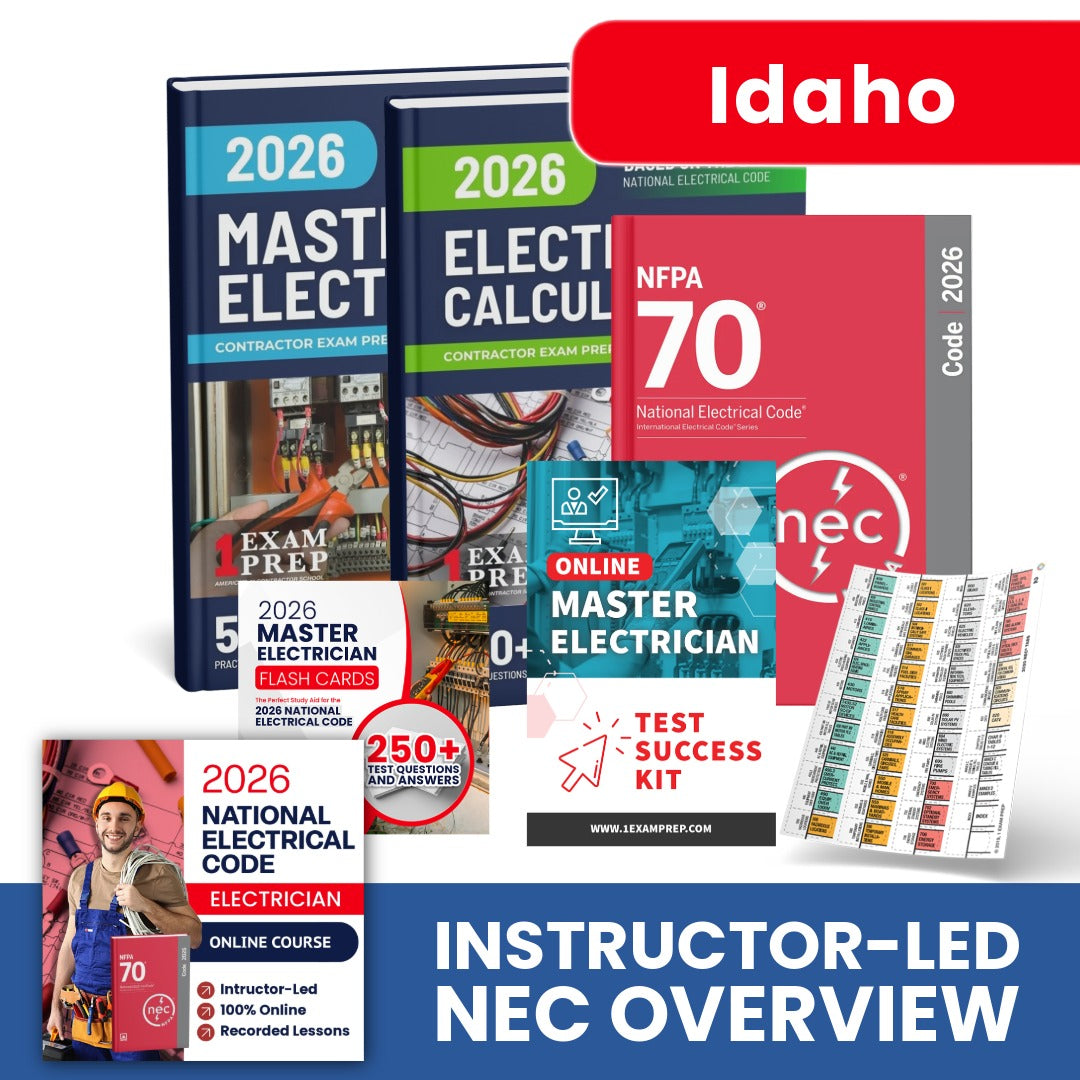 2026 Idaho Master Electrician Exam Prep Study Package Includes Instructor Led NEC Course (Based on the 2026 NEC)