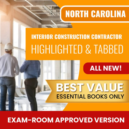 North Carolina Interior Construction Contractor Highlighted & Tabbed Books Allowed into Exam Package