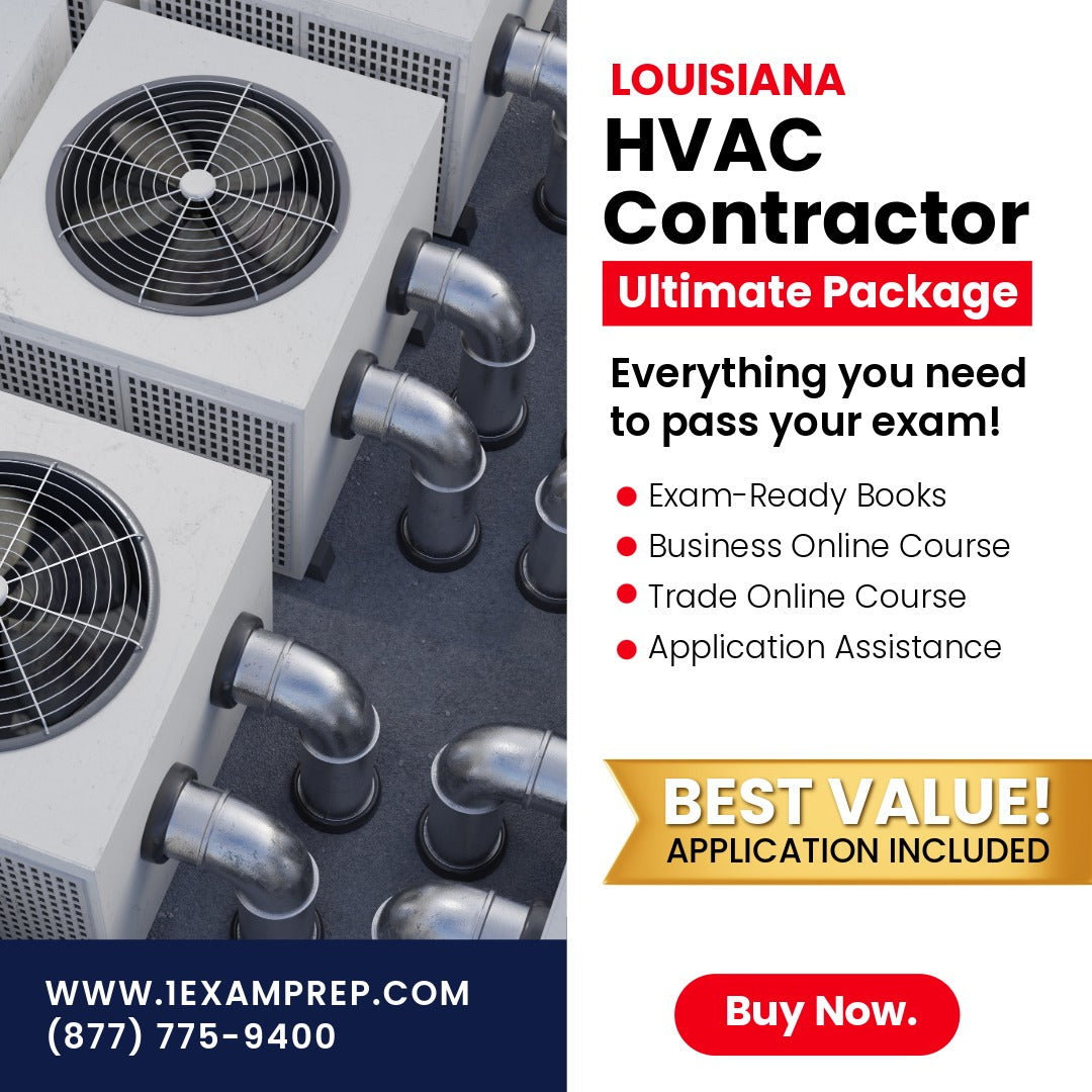 Louisiana Heat, Air Conditioning, Ventilation, Duct Work and Refrigeration Contractor Ultimate Exam Prep Rental Package