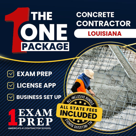 The 1 Package: All-Inclusive Louisiana Concrete Construction Excluding Highways, Streets, And Bridges Contractor Exam, Licensing & Business Setup Solution