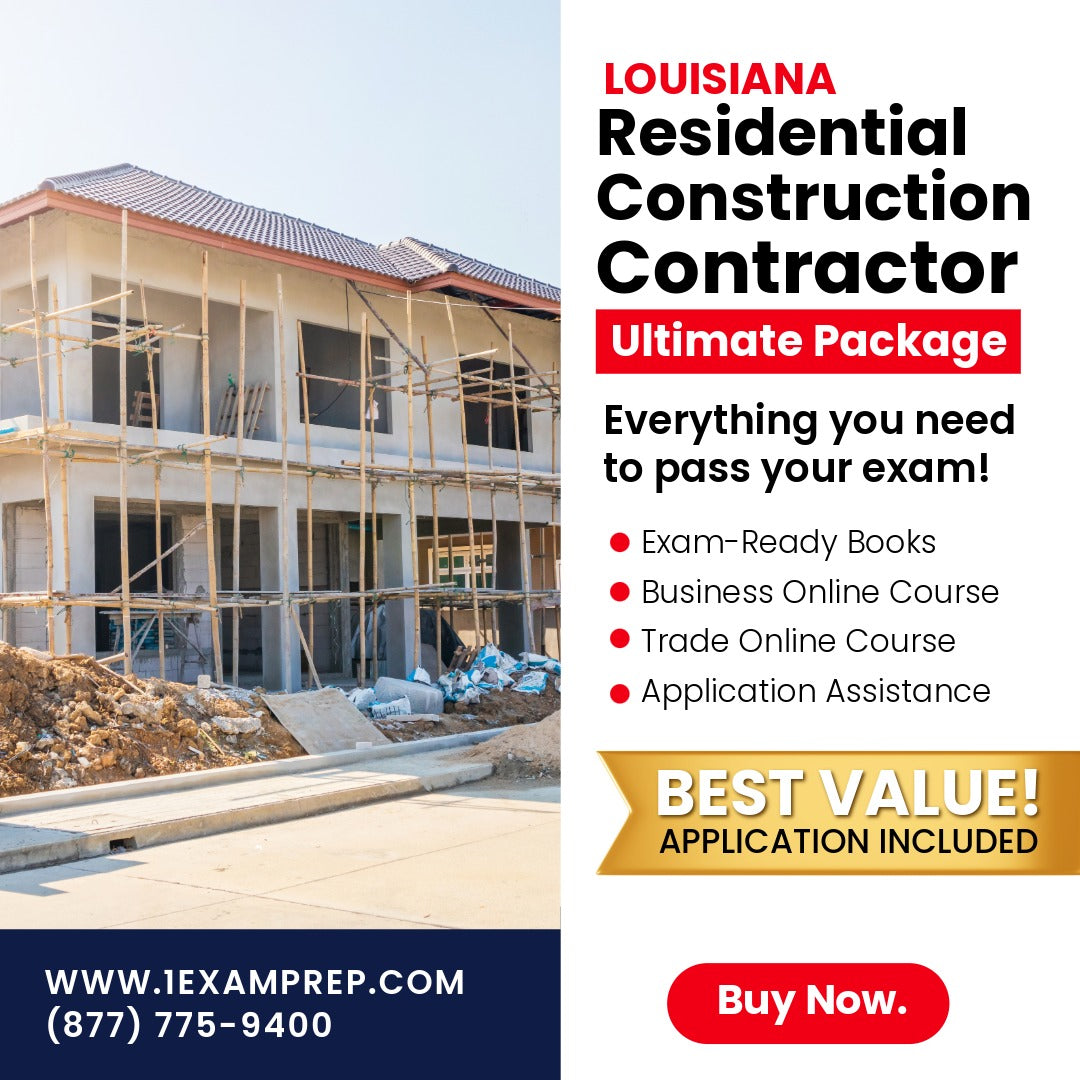 Louisiana Residential Construction Contractor Ultimate Exam Prep Rental Package