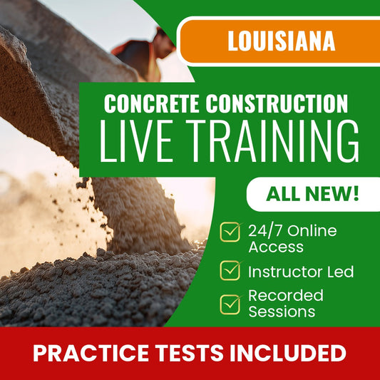 Louisiana Concrete Construction Excluding Highways, Streets, And Bridges Contractor Exam Prep - Live Virtual + Self Study Training