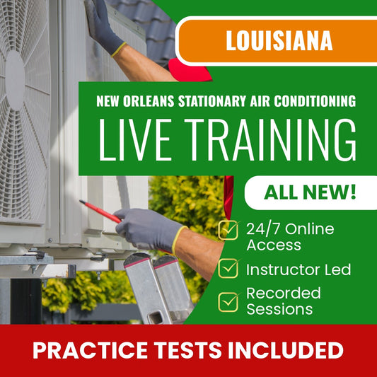 New Orleans Louisiana First Class Stationary Air Conditioning Contractor (ICC - 636 - LA) Exam Prep - Live Virtual + Self Study Training