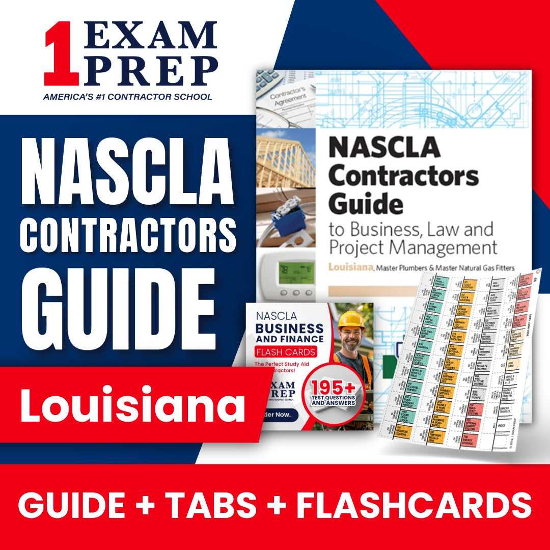 Louisiana Master Plumber & Natural Gas NASCLA Highlighted & Tabbed Contractor's Guide to Business, Law and Project Management, 2nd Edition + Flash Cards Bundle