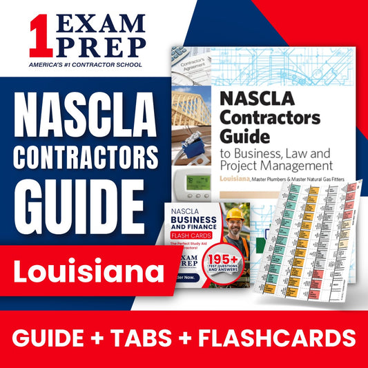Louisiana Master Plumber & Natural Gas NASCLA Highlighted & Tabbed Contractor's Guide to Business, Law and Project Management, 2nd Edition + Flash Cards Bundle
