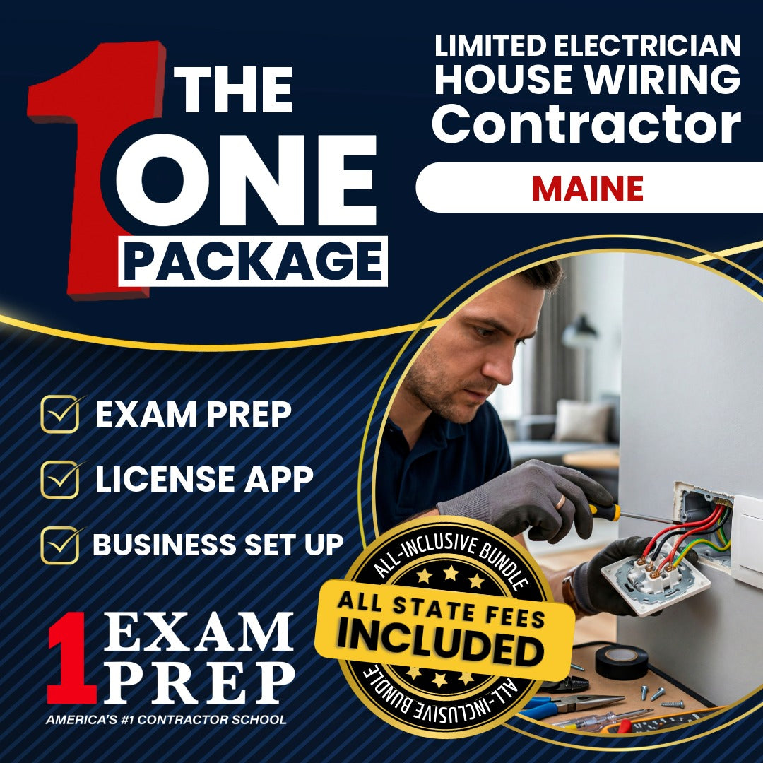 The 1 Package: All-Inclusive Maine Limited Electrician House Wiring Contractor Exam, Licensing & Business Setup Solution