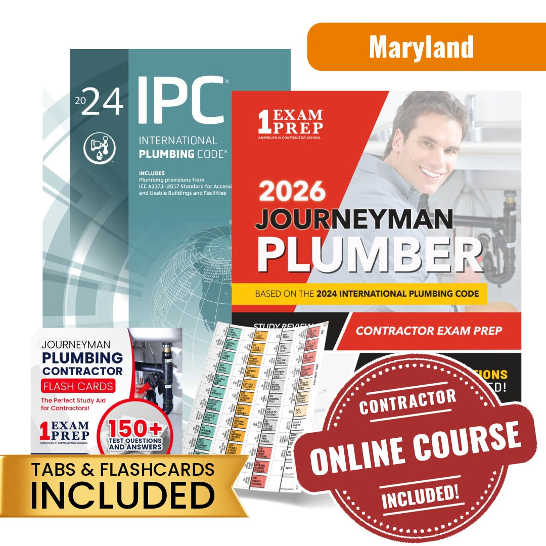 2026 Maryland Journeyman Plumber Exam Complete Books, Tabs & Course Package (Based on 2024 IPC)