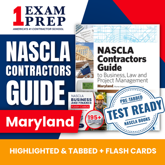 Maryland Home Improvement NASCLA Highlighted & Tabbed Contractor's Guide to Business, Law and Project Management, Home Improvement Commission, 7th Edition + Flash Cards Bundle