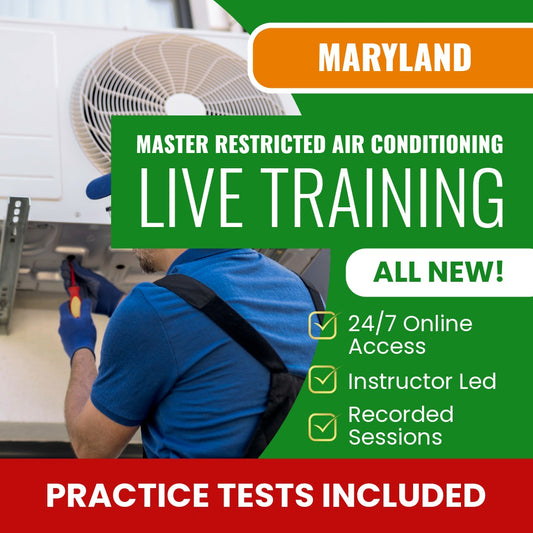 Maryland Master Restricted Air Conditioning Contractor Exam Prep - Live Virtual + Self Study Training