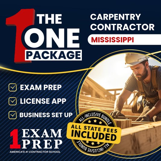 The 1 Package: All-Inclusive Mississippi Carpentry Contractor Exam, Licensing & Business Setup Solution