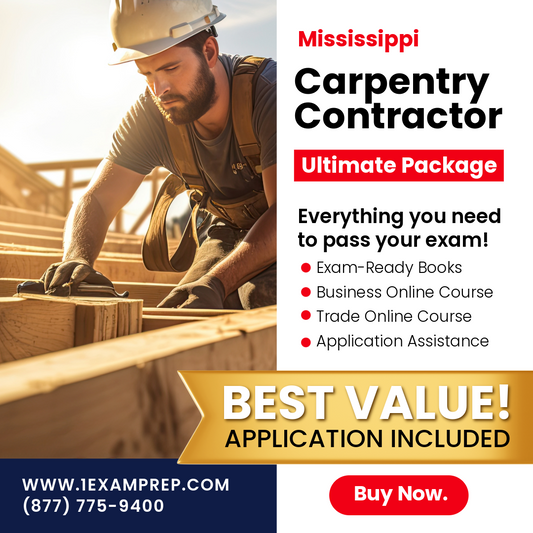 Mississippi Carpentry Contractor Ultimate Exam Prep Rental Package