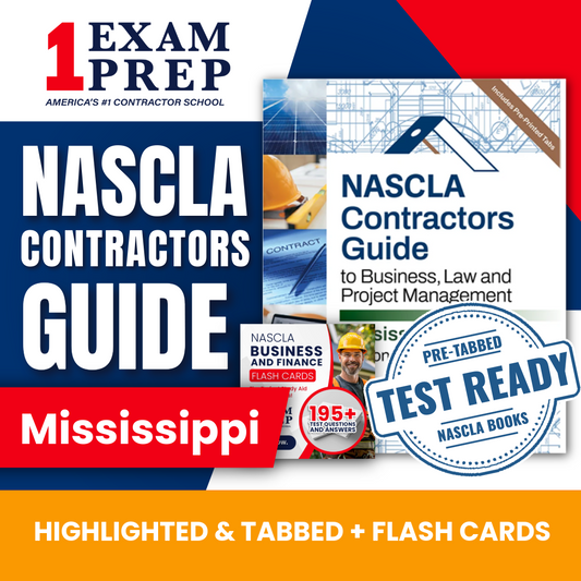 Mississippi NASCLA Highlighted & Tabbed Contractor's Guide to Business, Law and Project Management, 6th Edition + Flash Cards Bundle