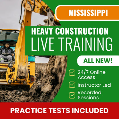 Mississippi Heavy Construction Contractor Exam Prep - Live Virtual + Self Study Training