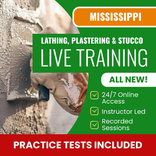 Louisiana Lathing, Plastering, And Stuccoing Contractor Exam Prep - Live Virtual + Self Study Training