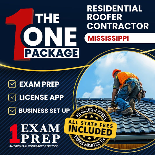 The 1 Package: All-Inclusive Mississippi Residential Roofer Contractor Exam, Licensing & Business Setup Solution