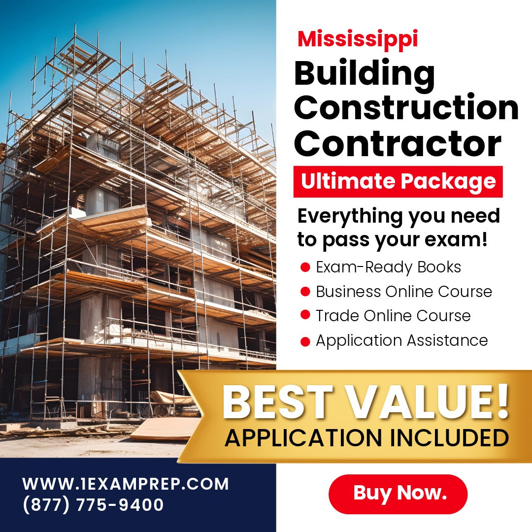 Mississippi Building Construction Contractor Ultimate Exam Prep Rental Package