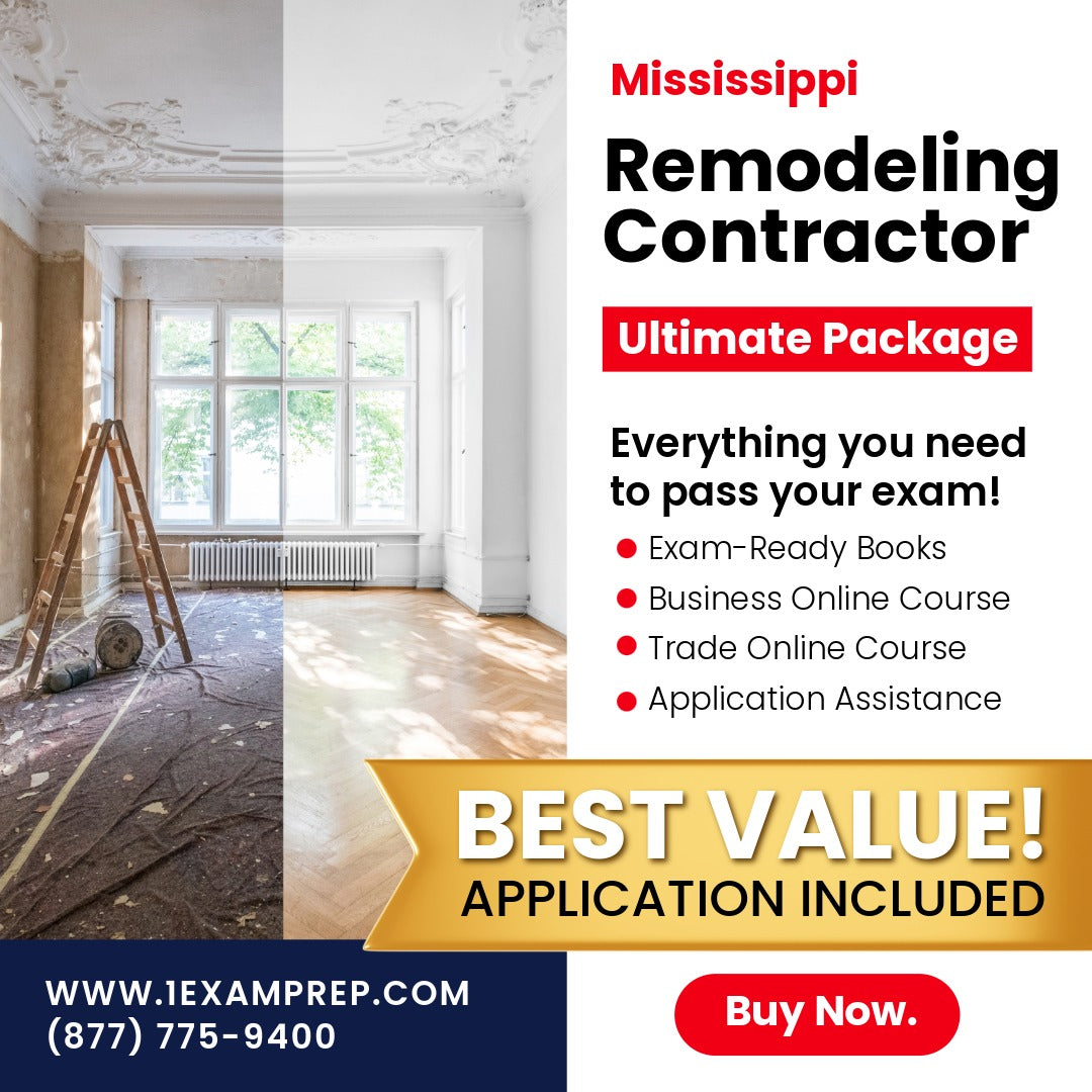 Mississippi Remodeling Contractor Ultimate Exam Prep Rental Package
