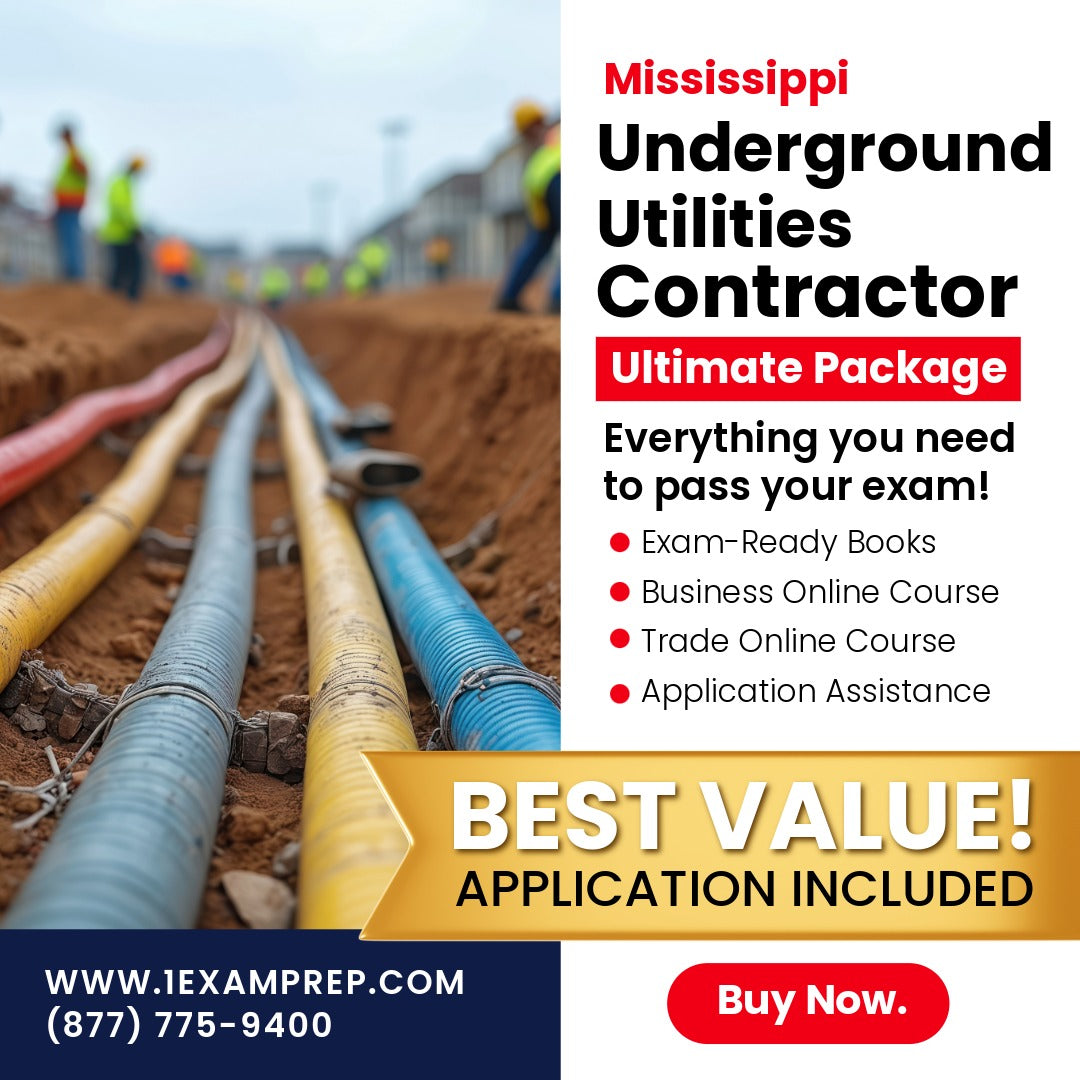 Mississippi Underground Utilities Contractor Ultimate Exam Prep Rental Package