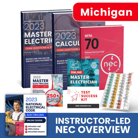 2023 Michigan Master Electrician Exam Prep Study Package Includes Instructor Led NEC Course (Based on the 2023 NEC)