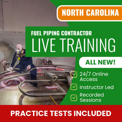 North Carolina Fuel Piping Contractor Exam Prep - Live Virtual + Self Study Training