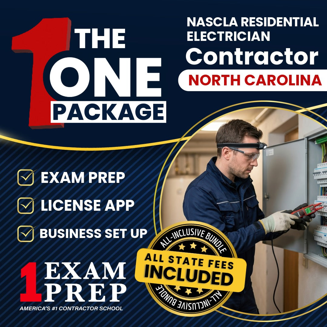The 1 Package: All-Inclusive North Carolina NASCLA Residential Electrician Exam, Licensing & Business Setup Solution