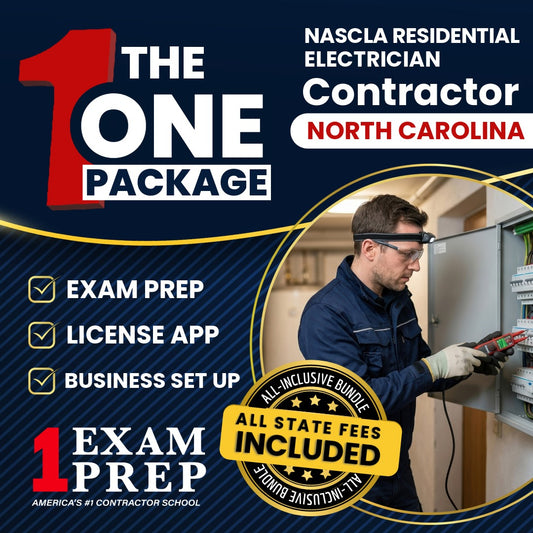 The 1 Package: All-Inclusive North Carolina NASCLA Residential Electrician Exam, Licensing & Business Setup Solution