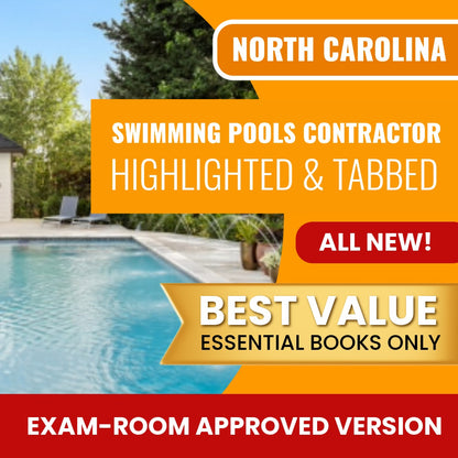 North Carolina Swimming Pools Contractor Highlighted & Tabbed Books Allowed into Exam Package