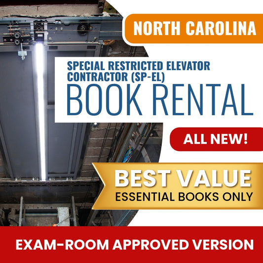 North Carolina Special Restricted Elevator Contractor (SP-EL) Books & Course Rental - Exam Room Approved