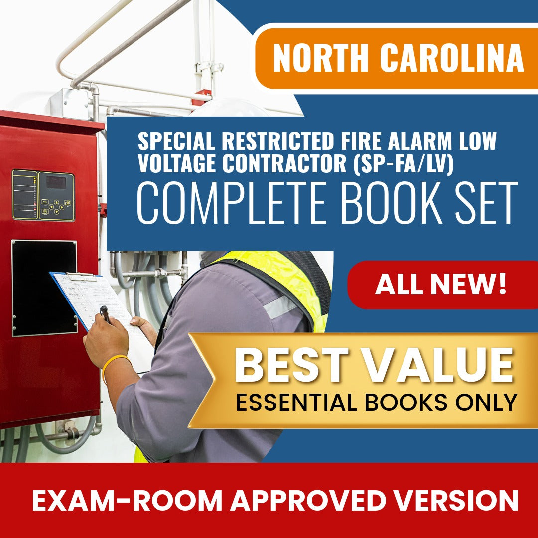 North Carolina Special Restricted Fire Alarm Low Voltage Contractor (SP-FA/LV) Books Allowed into Exam Package
