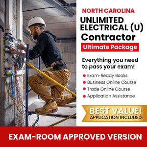 North Carolina Unlimited Electrical Contractor Ultimate Books Exam Room Approved + Course + Application Package