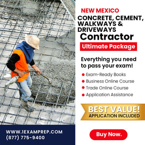 New Mexico Concrete, Cement, Walkways and Driveways Contractor (GS-4) Ultimate Exam Prep Rental Package