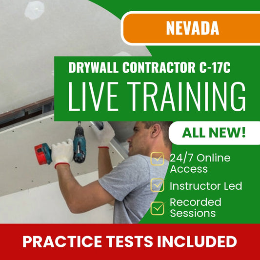 Nevada Drywall Contractor (C-17C) Exam Prep - Live Virtual + Self Study Training