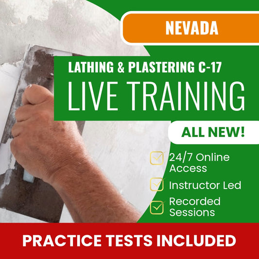 Nevada Lathing and Plastering Contractor (C-17) Exam Prep - Live Virtual + Self Study Training
