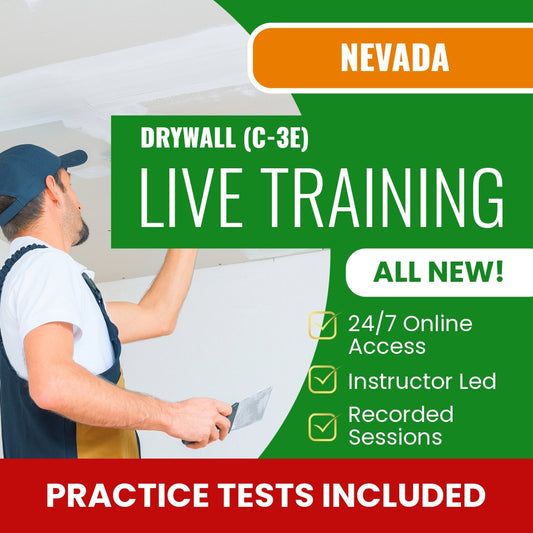 Nevada Drywall Contractor (C-3E) Exam Prep - Live Virtual + Self Study Training