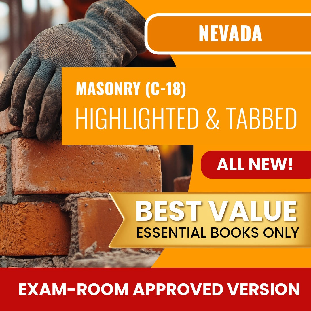 Nevada Masonry Contractor (C-18) Highlighted & Tabbed Books Allowed into Exam Package