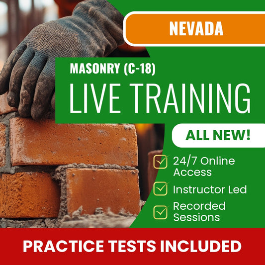 Nevada Masonry Contractor (C-18) Exam Prep - Live Virtual + Self Study Training