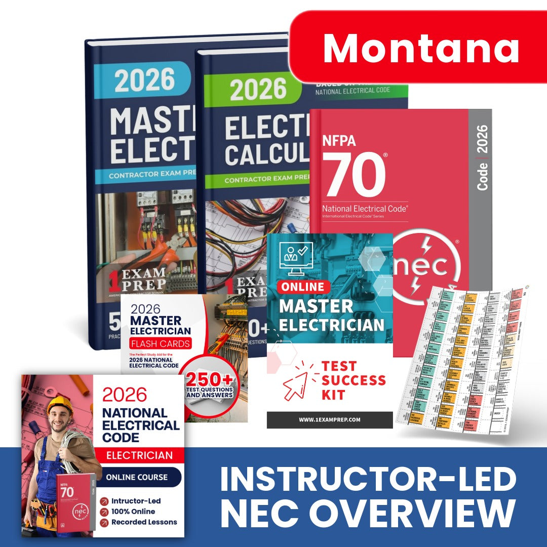 2026 Montana Master Electrician Exam Prep Study Package Includes Instructor Led NEC Course (Based on the 2026 NEC)