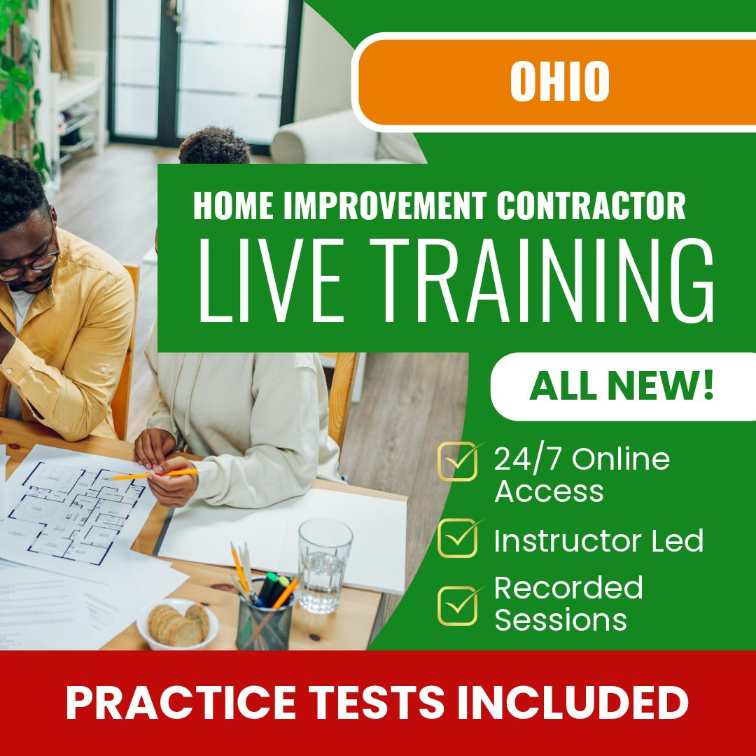 Ohio Home Improvement Contractor (ICC - 767_OH_GC) Exam Prep - Live Virtual + Self Study Training