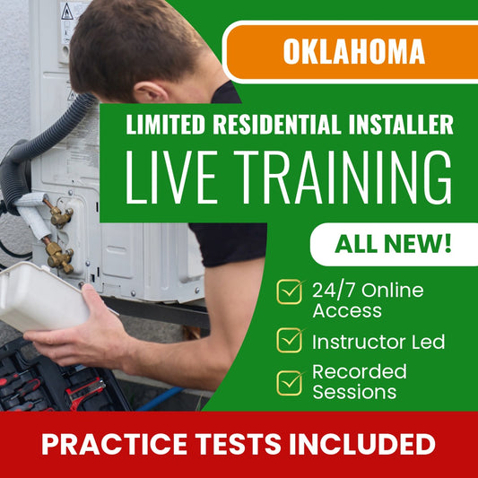 Oklahoma Limited Residential Installer Contractor Exam Prep - Live Virtual + Self Study Training