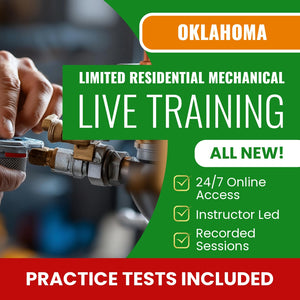 Oklahoma Limited Residential Journeyman Mechanical Contractor Exam Prep - Live Virtual + Self Study Training