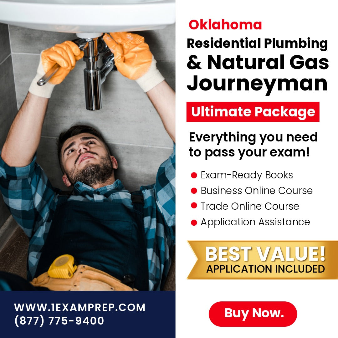 Oklahoma Residential Journeyman Plumbing and Natural Gas Ultimate Exam Prep Rental Package